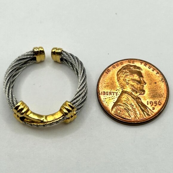 Charriol Ring – Stainless Steel, 18K Yellow Gold and Natural Diamonds - Size 6 - Picture 7 of 7